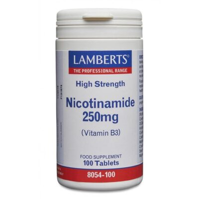 Niatsiin (B3-vitamiin ehk nikotiinamiid) 250 mg N100 Tabl. (Lamberts, UK)